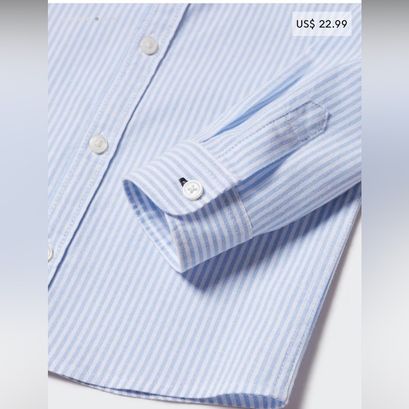 MANGO Regular-fit Oxford Striped Shirt - Color Blue/White - Size 12-18 M - Picture 4 of 8